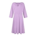 thumbnail image 4 of Elegant Women's 3/4 Sleeve A-Line Midi Dress with Keyhole Neckline Perfect for Casual or Formal Occasions, 4 of 5