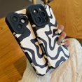 thumbnail image 4 of Sayoaho Diseñado Para Iphone 16 Plus Funda De Teléfono Suave De Piel Sintética Tpu Y Lindo Arte Ondulado Pintado Para Mujeres Y Niñas, Protector Delgado A Prueba De Golpes, Compatible Con Funda Para I, 4 of 5