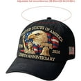 thumbnail image 2 of Eagle – United States 250th Anniversary Hat: Adjustable 250 Year American Anniversary Cap, USA Patriotic Caps, for Men Women (Black), 2 of 12