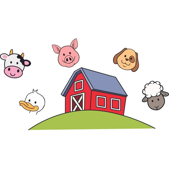 Pig Duck Sheep Cow Farm Animal Decors Wall Sticker Art Design Decal for Girls Boys Kids Room Bedroom Nursery Kindergarten House Fun Home Decor Stickers Wall Art Vinyl Decoration (12x20 inch)