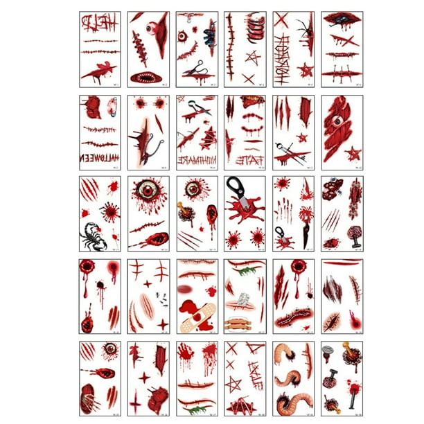 Halloween Stickers Party Makeup Face Stickers Ghost Festival Decoration Simulation Horror Wound Scar Stickers