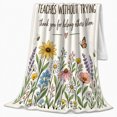 thumbnail image 2 of Wildflower Garden Teaching Heart Thank You, Cozy Typography Art Scene, Warm Flannel Blanket for Living Room and Reading Nook, Art Lovers Thank You Gift, Artistic Home Decor, 2 of 9