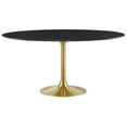 thumbnail image 3 of Modway Lippa 60" Round Artificial Marble Dining Table in Gold Black, 3 of 7