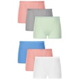 thumbnail image 3 of Hanes Originals SuperSoft Girls' Underwear Boxer Brief Pack, 6-Pack, Moisture Wicking Green/Blue/Pink/Grey/White 10, 3 of 3