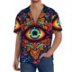 thumbnail image 1 of Balery Vibrant Psychedelic Eye Camisa Casual de Manga Corta con Botones para Hombre, Texturizada, Estilo Cubano, para Playa, Verano-Small, 1 of 5
