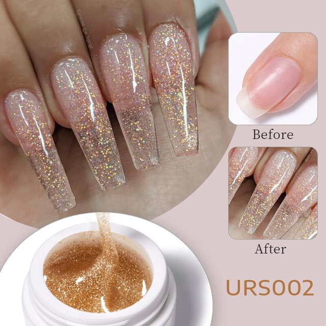 Azúcar UR, Gel de extensión de uñas con purpurina, 15ml, todo para manicura, Gel LED UV semipermanente, Gel para decoración de uñas en remojo para extensión Tan Jianjun unisex