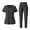 Gray, variant on Scrub Suit Set for Women V-neck Top & Tapered Leg Pants with Drawstring Medical Nursing Uniforms Set