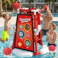 thumbnail image 2 of JoyStone 4-in-1 Floating Pool Basketball Hoop Set, Pool Toys with 4 Basketballs, Ring Toss and Sticky Ball Toss, Outdoor Summer Pool Games for Kids, Red, 2 of 10