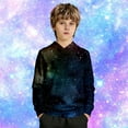 thumbnail image 6 of Toddler Girls Graphic Hoodie Galaxy Print Long Sleeved Hooded Sweatshirt with Pockets Casual Outerwear Size 3-4T , Black, 6 of 8