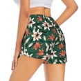 thumbnail image 3 of Disketp Lilies Flowers Print Women's Shorts Workout Shorts for Athletic Gym Running Shorts with Phone Pockets Large, 3 of 8