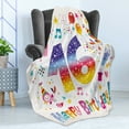 thumbnail image 4 of 16th Birthday Soft Flannel Fleece Throw Blanket, Teenage Celebration Motif Hearts Balloon Bird Box Stars Design, Cozy Plush for Indoor and Outdoor Use, 60" x 80", Multicolor, by Ambesonne, 4 of 5