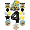 Construction Theme 4th Birthday Party Supplies 14 pc Balloon Bouquet Decorations