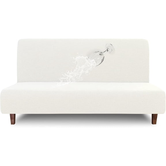 Waterproof Futon Cover, Dual Waterproof Couch Cover for Futon, Stretch Jacquard Sofa Cover, Leakproof Furniture Protector for Kids, Pets, Dog and Cat (Medium, Cream)