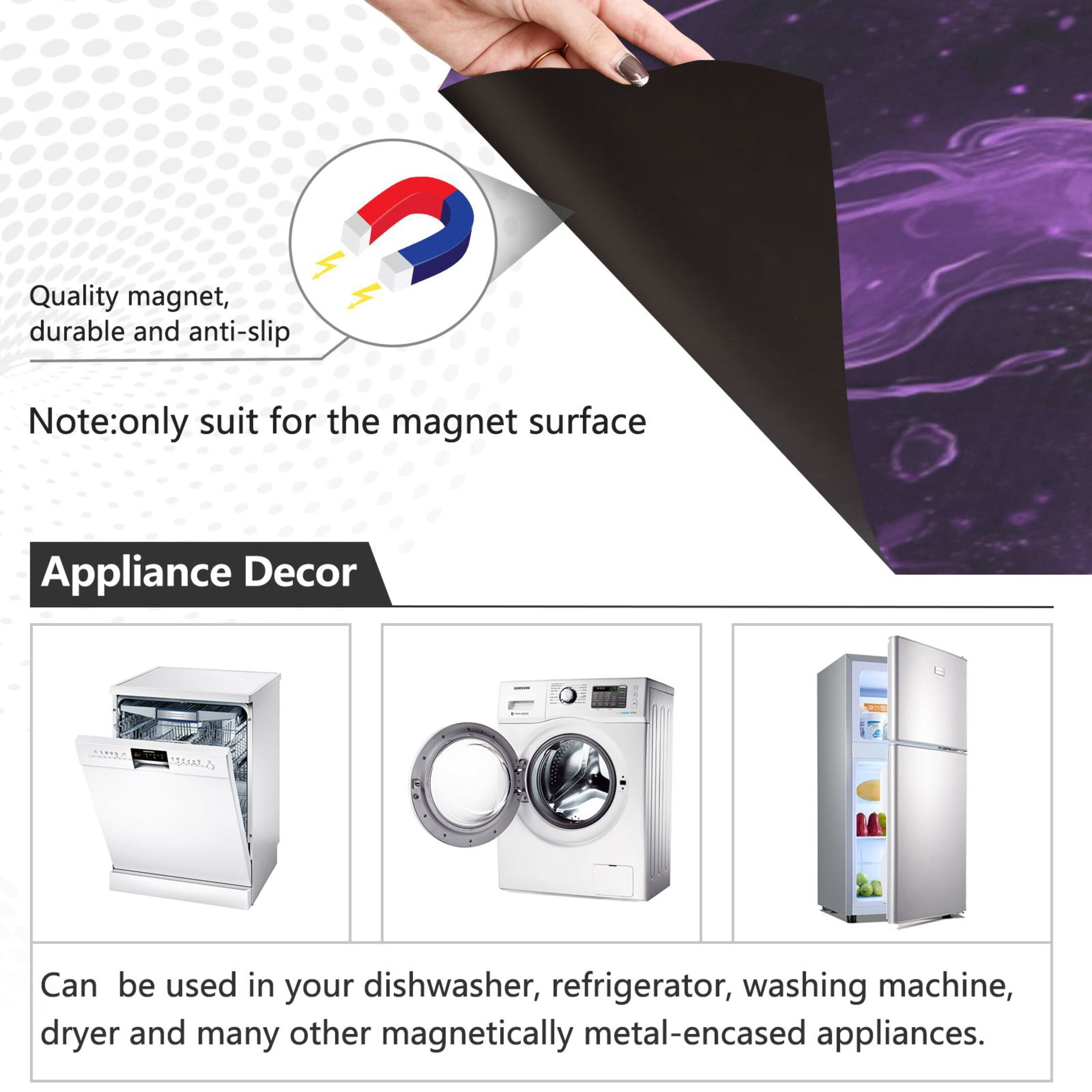 Dishwasher Magnetic Sticker 23x26 Inch Refrigerator Magnetic Sticker Washing Machine Magnetic Sticker Kitchen Panel Magnetic Sticker Home Decor Purple River Pattern