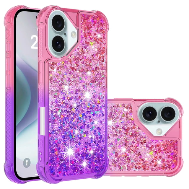 Funda para iPhone 16 Plus Transparente con Brillos Carcasa Protectora Antigolpes con Glitter Brillante