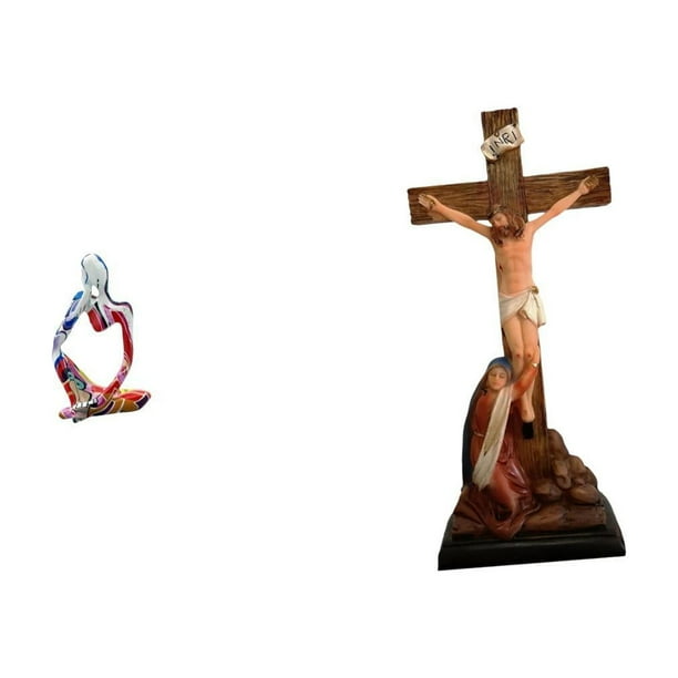 Estatua de resina,Figura ornamental de resina con estatua de un pensador sentado,Estatua católica,Colección religiosa de estatuas de la Virgen María,Figura de la Cruz de Jesús,escultura