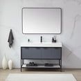 thumbnail image 3 of Vinnova Design Mutriku 48 in. W x 32 in. H Rectangle Metal Wall Mirror in Brushed Black, 3 of 8