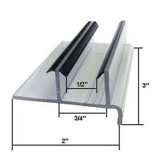 Clear Sliding Shower Door Bottom Guide 3" x 2" x 1/2"