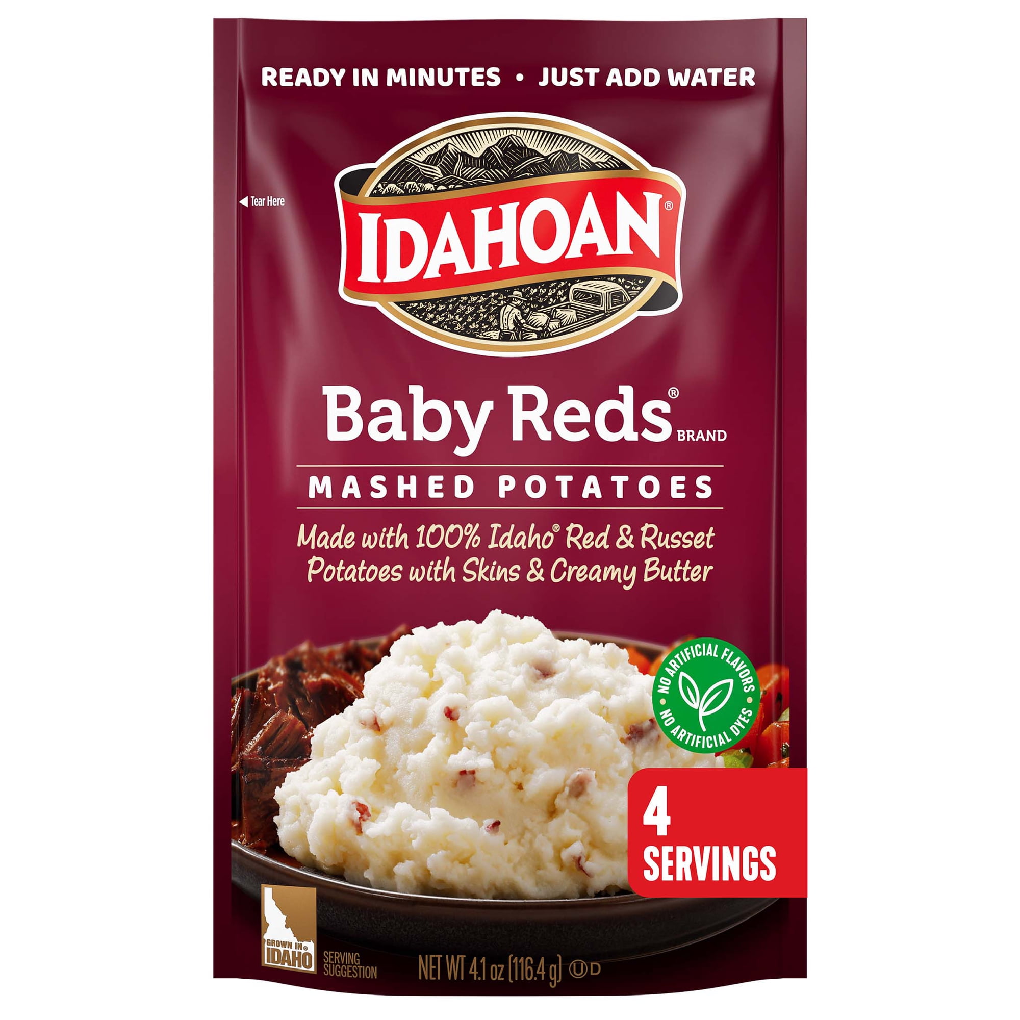 Idahoan Baby Reds Mashed Potatoes, 4.1 oz Pouch