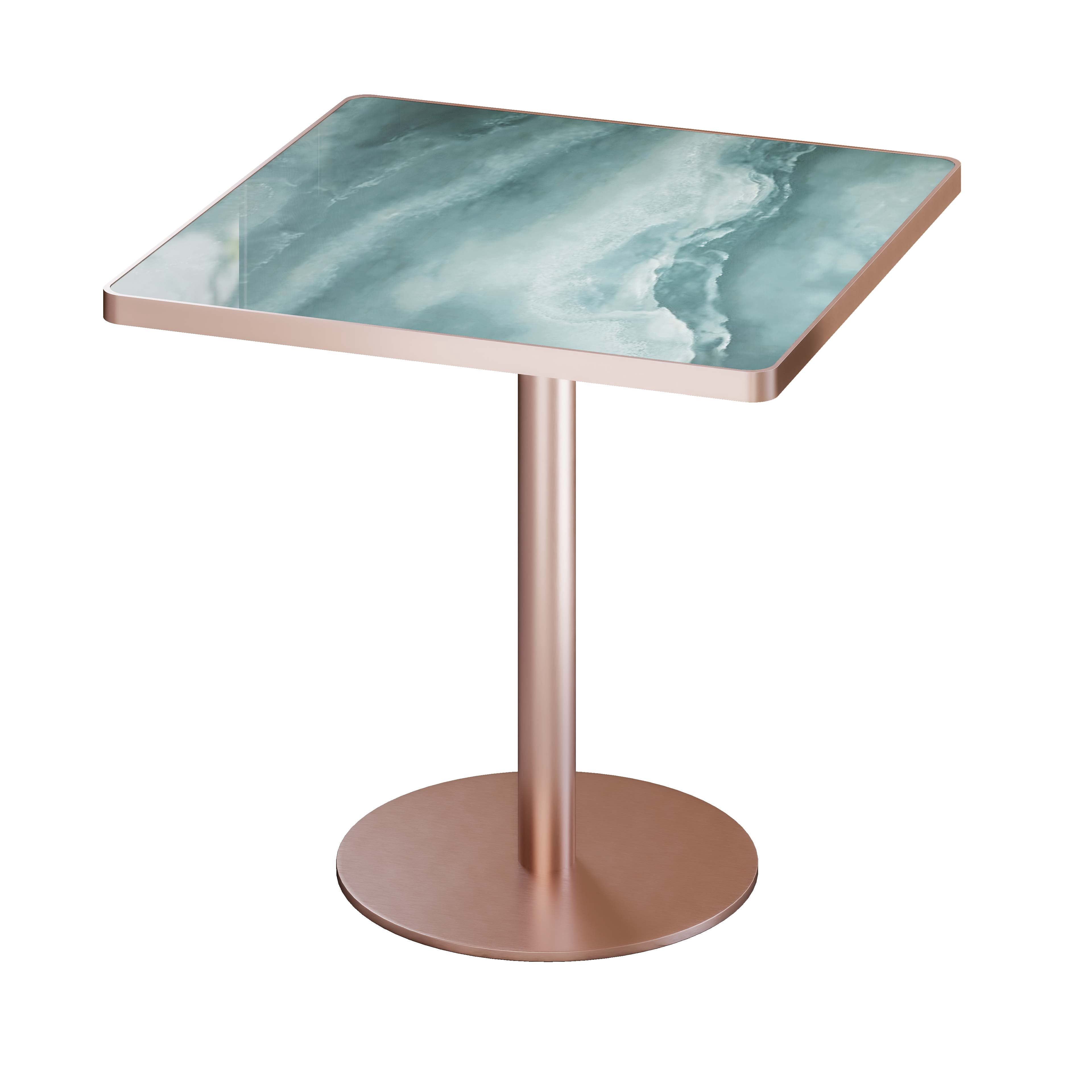 Square Modern Dining Table 31.5" Bistro Tulip Table with Faux Marble Top, White