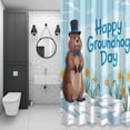 thumbnail image 4 of Happy Groundhog Day Shower Curtain for Bathroom Decor, Cartoon Yellow Floral Blue Sky White Snow Waterproof Fabric Shower Curtain, 36"x72" Set with 12 Hooks, 4 of 9