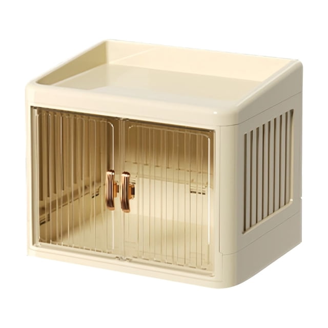 Home Textile Storage Foldable Double Door Storage With Flat Lid And White Drawer For Home Organization