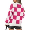 thumbnail image 4 of MOSHU Oversized Sweaters for Women Drop Shoulder Plaid Colorblock Tops Fall Crewneck Pullover Sweater, 4 of 10