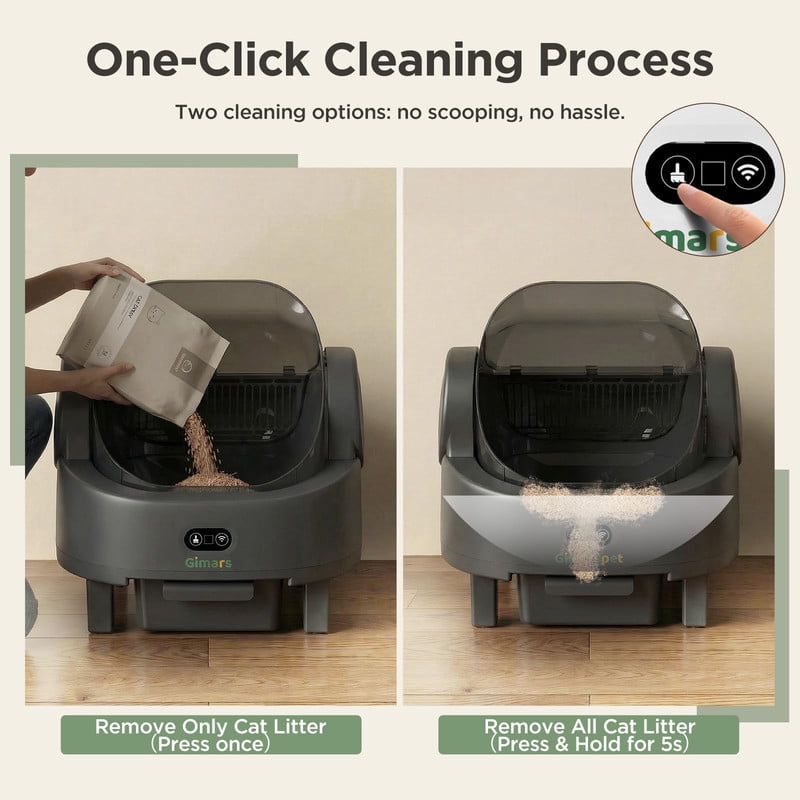 Gimars Self Cleaning Cat Litter Box, Open-Top, Large Capacity, Safety Sensors, For Multi Cats