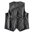 thumbnail image 4 of BVOFAR Mens Suit Vest Retro Herringbone Tweed Waistcoat Formal Wool Blend V Neck Vests Banquet Prom Dress Waistcoats Gray S, 4 of 5