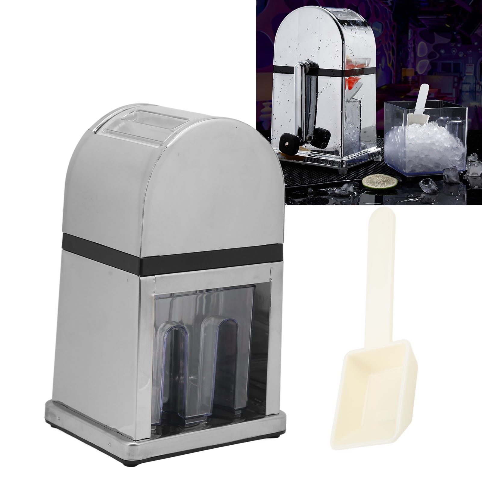 Shaved Ice Maker, Easy Cleaning Dustproof Environmental Friendly Electroplating Process Labor Saving Snow Cone Machine With Transparent Cover For Household