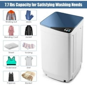 Giantex Full-Automatic Washing Machine, 7.7lbs Capacity Washer and Spinner Combo w/Built-in Barrel Light, Drain Pump & Long Hose, Compact Laundry Washer for Small Spac/RV/Dorm (Blue)