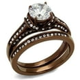 thumbnail image 1 of Women IP Coffee Light Stainless Steel Ring with AAA Grade CZ in Clear - Size 10, 1 of 1