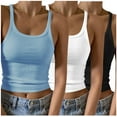 thumbnail image 2 of QUINDOS Tank Tops for Women Athletic Summer 3 Pack Ribbed Camisoles for Women Crew Neck Multi Pack Gym Sleeveless Spaghetti Strap Cami Tops Slim Fitted Solid Color Undershirts, 2 of 6
