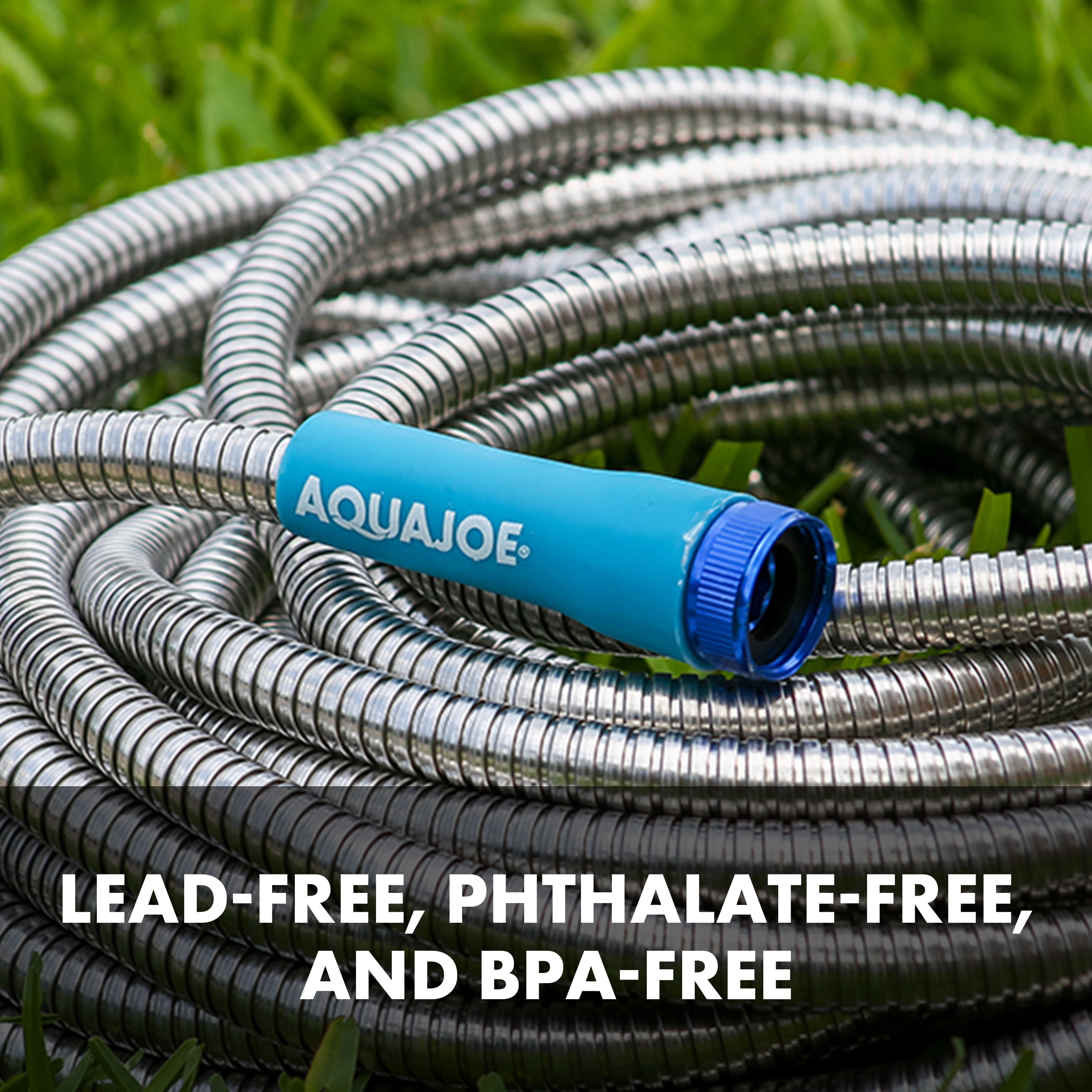 Aqua Joe Heavy-Duty Kink-Free 50-Foot Metal Garden Hose, 1/2-inch Diameter