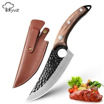 Kitchen Knife 6" Viking Knife with Sheath Handmade Forged Butcher Knife Cleaver Boning Knife for Meat Cutting High Carbon Steel Chef's Knife for Camping, Outdoor, Deboning, BBQ