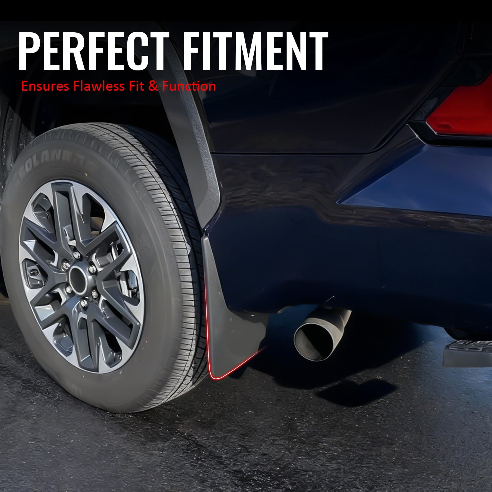 Ikon Motorsports 4PCS Front Rear Mud Flaps Wheel Arch Splash Guards MudFlaps For 2022-2026 Toyota Tundra, PP Polypropylene 76621 76622 76625 76626
