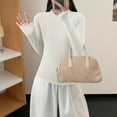 thumbnail image 6 of Women's Thermal Long Sleeve Shirts Women's Fashion Solid Color Long Sleeve T-shirt Round-Neck Leisure Cultivation Tops,White,XXL, 6 of 7