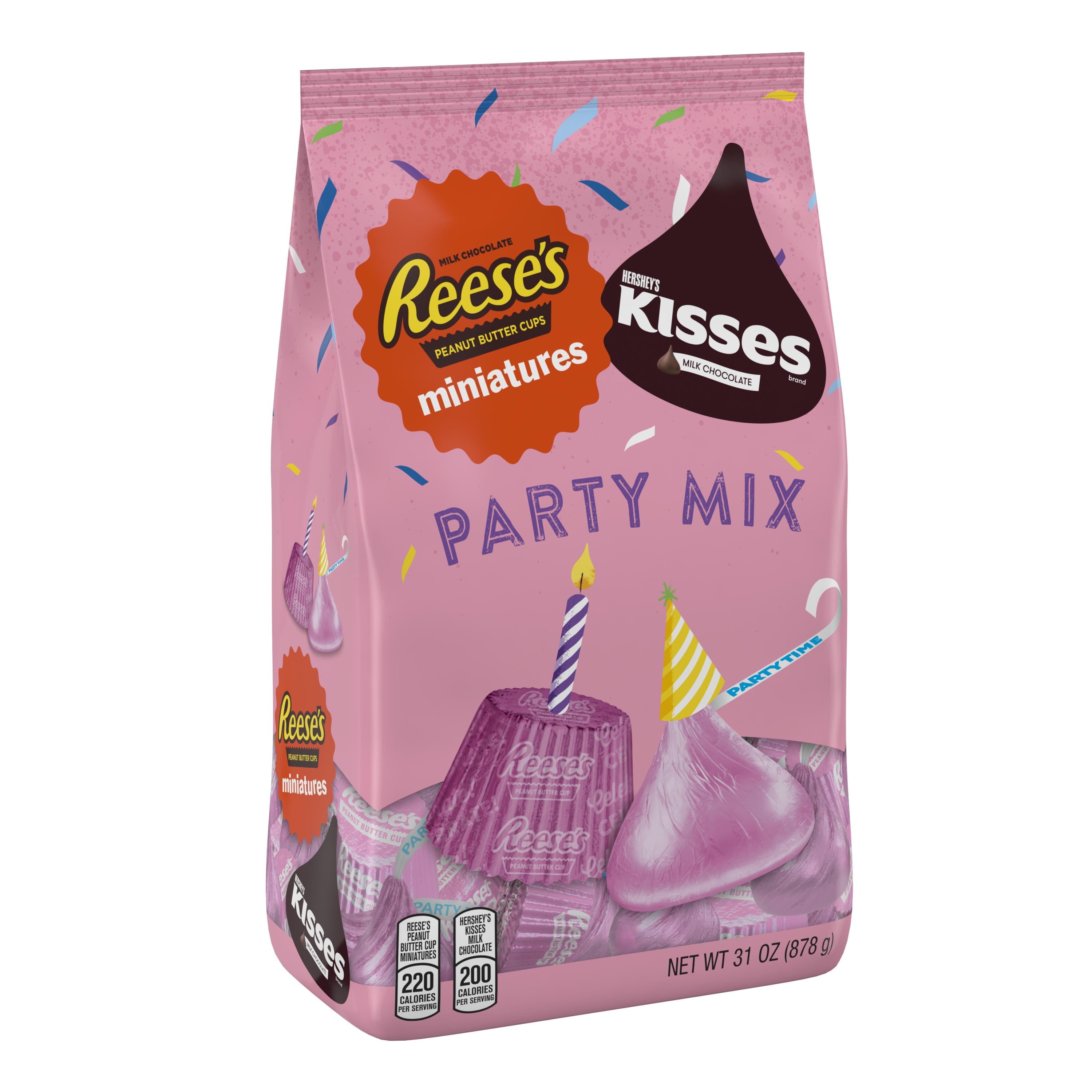 Hershey Party Mix KISSES and REESES Miniatures with Light Pink Foils, 31 oz by The Hershey Company