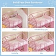 thumbnail image 4 of Metal Bunk Beds Twin over Twin Size with LED Lights and Storage Drawers, L-Shaped Floor Twin Bunk Bed Frame with 3 Open Bins, Safety Guardrail & Ladder, House Low Bunk Beds for 3 Teens, Pink, 4 of 9