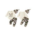 thumbnail image 2 of BemeyourBBs Baby Boys Pants Set, Letters Romper with Camouflage Sweatpants Hat, 2 of 9