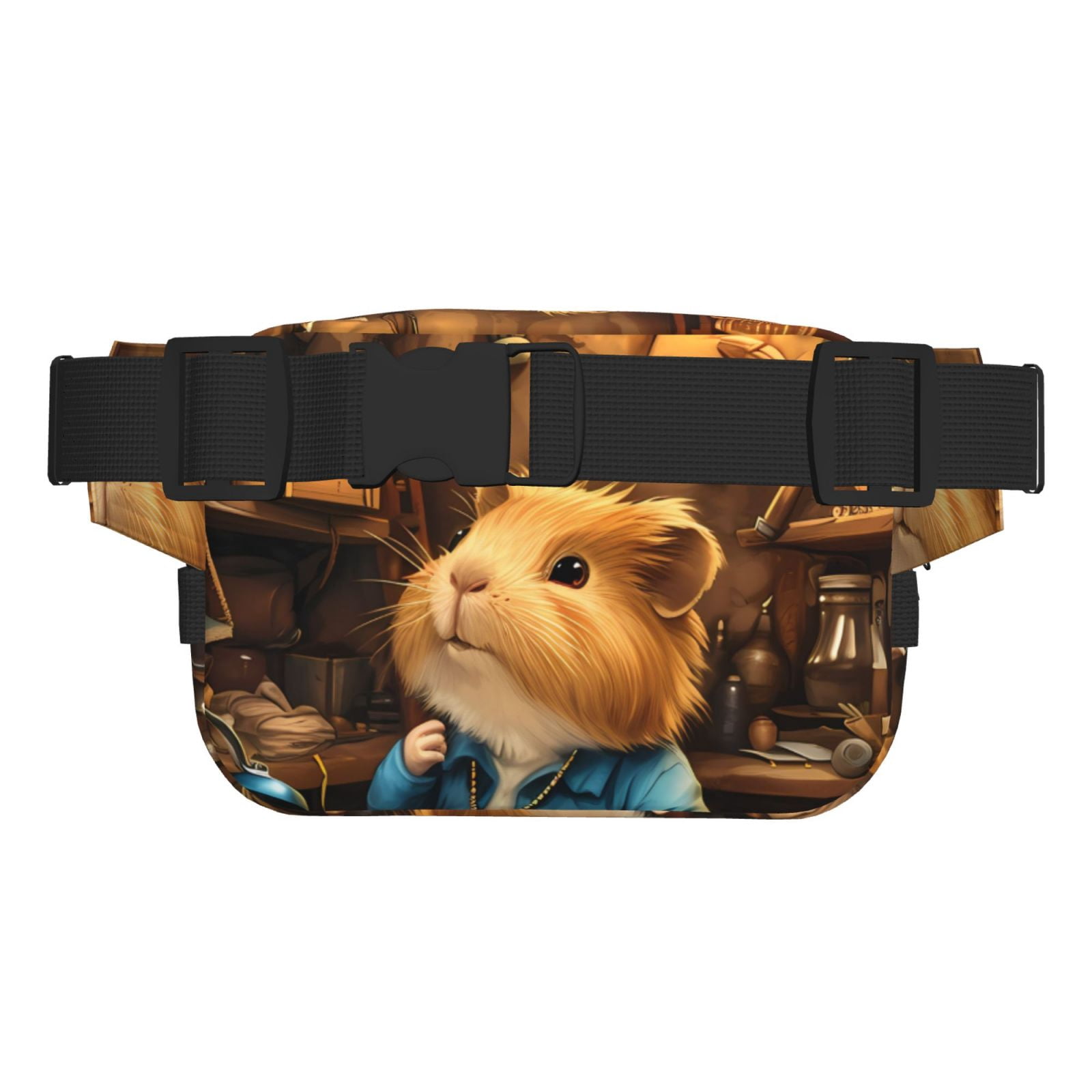 Picia Scientist Guinea Pig Print Square Double-Layer Waist Bag Mini Adjustable Waist Belt Bag Exercise Running Travel Hiking