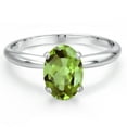 thumbnail image 3 of Gem Stone King 14K White Gold Green Peridot Solitaire Engagement Ring for Women | 1.42 Cttw | Oval 8X6MM | Gemstone August Birthstone | Size 5, 3 of 6