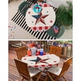 thumbnail image 6 of Memorial Day Patriotic USA Flag Fitted Round Tablecloths Elastic Edged Table Covers 45"-54",Blue Red Star and Lattice on Burlap Waterproof Dining Room Table Cloth for Kitchen Holiday Party Tables, 6 of 6