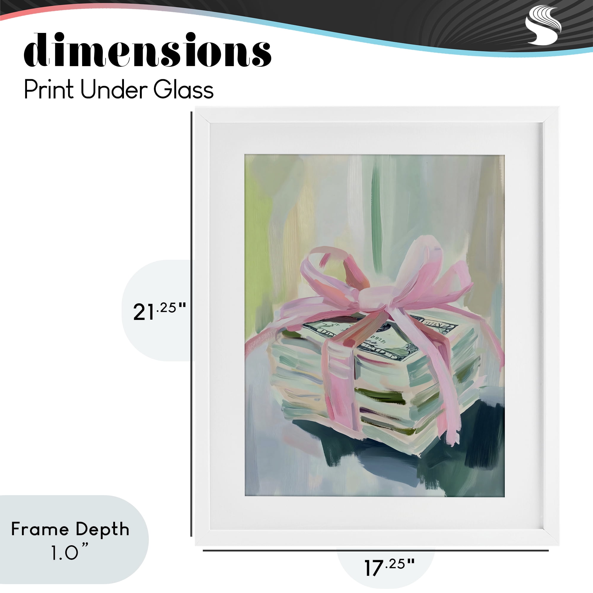 Stupell Industries Pink Bow Cash Bundle White Framed Print Under Glass, design by The Prints Vibe