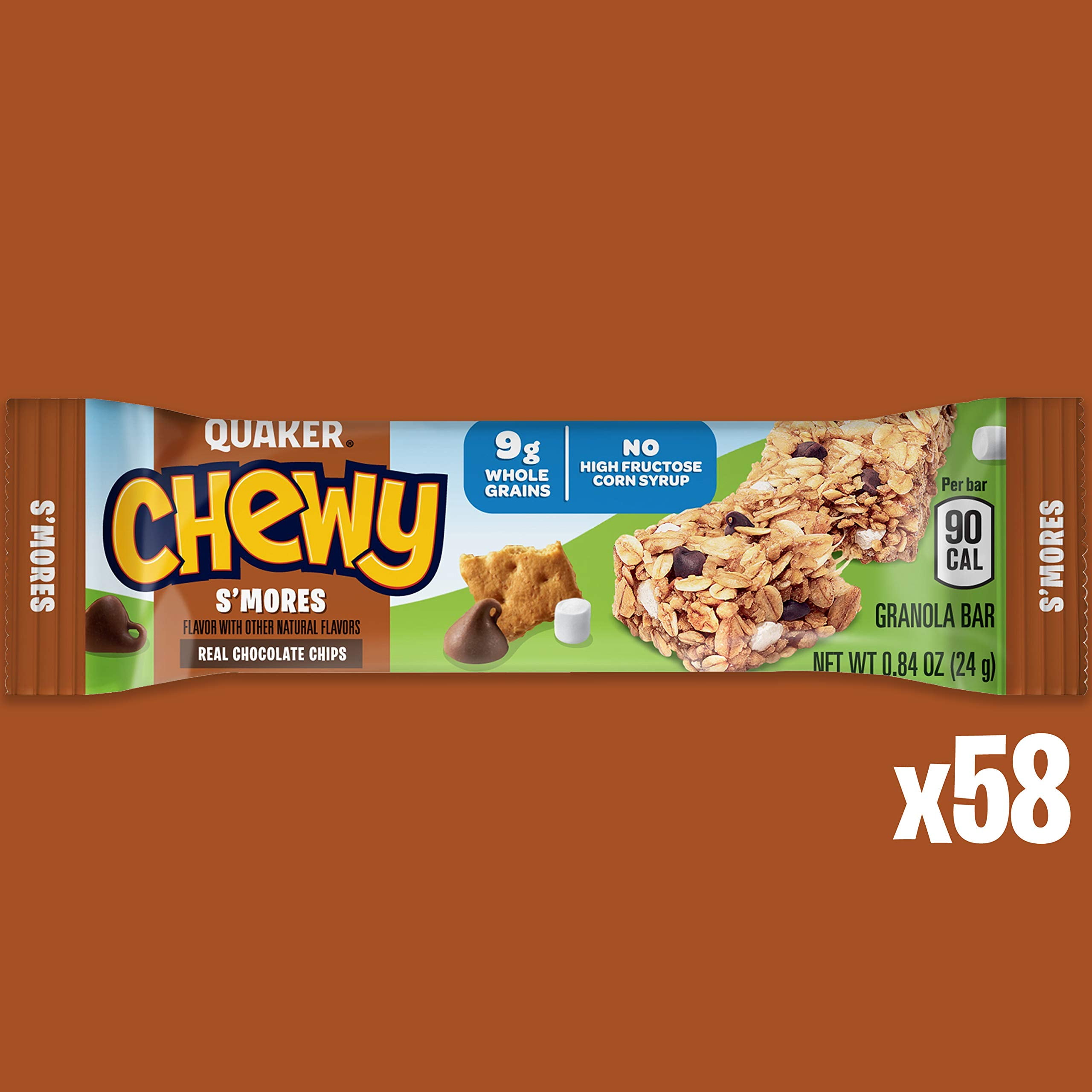 Quaker Chewy Granola Bars, Peanut Butter Chocolate Chip, 58 CountZAZK616