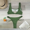 thumbnail image 5 of Elainilye Fashion Swimwear for Women Solid Color Casual Broadband Sling Hollow Out Bikinis Sets,Green, 5 of 9