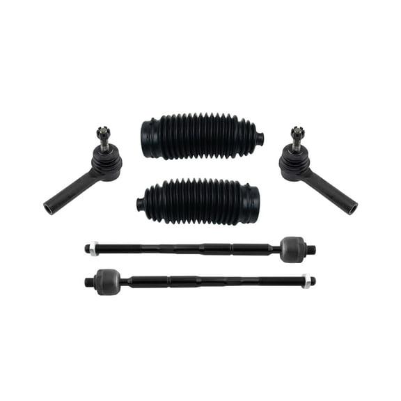 PartsW - 6 Pc Front Steering Kit for Dodge Journey 2009-2020 Inner & Outer Tie Rod Ends with Bellow Boots, ES800408 EV800611