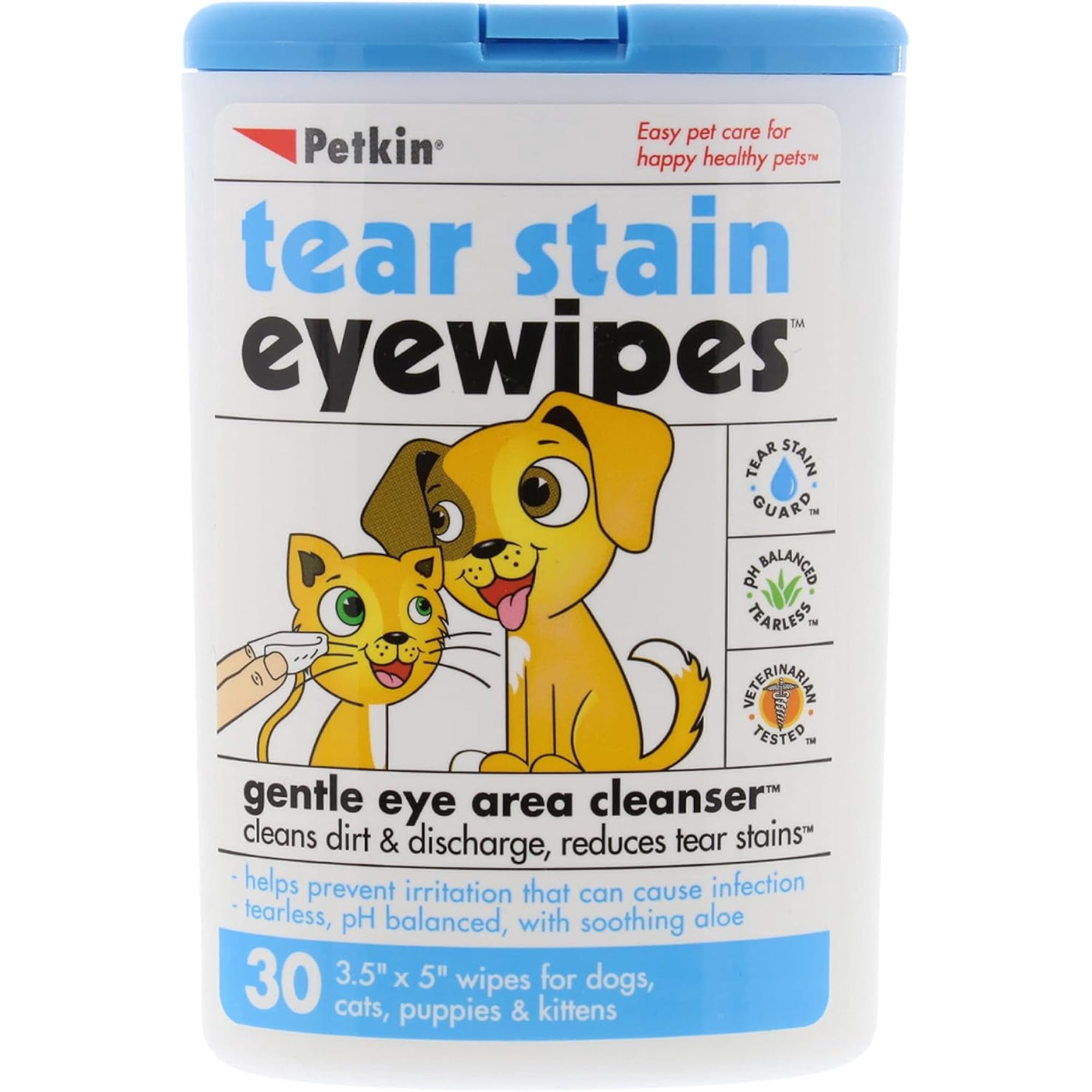 Petkin Pet Eye Wipes for Dogs, Cats , 30 Moist Wipes