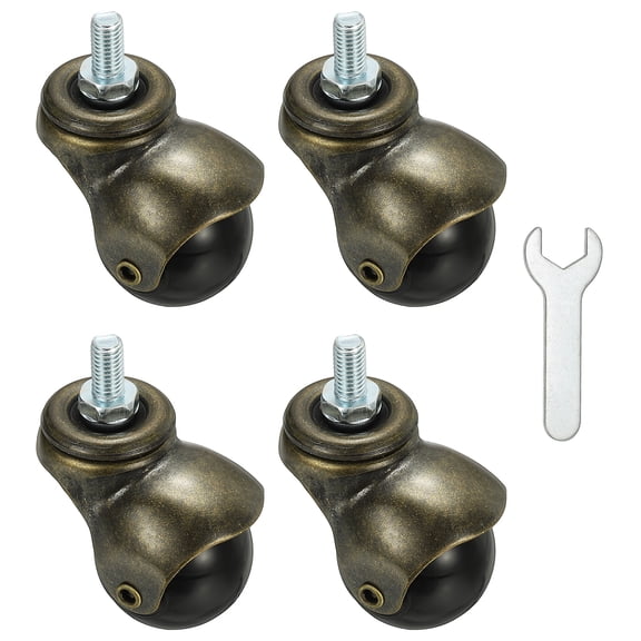 Uxcell 1.5" Ball Caster Wheels, 4 Pcs Threaded Stem Caster 360 Degree Movable Rotatable Caster Wheels for Furniture,bronze