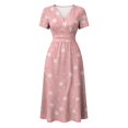 thumbnail image 4 of Summer Dresses for Women Casual Short Sleeve Wrap V Neck Sundress A-Line Beach Vacation Dresses 2026, 4 of 7